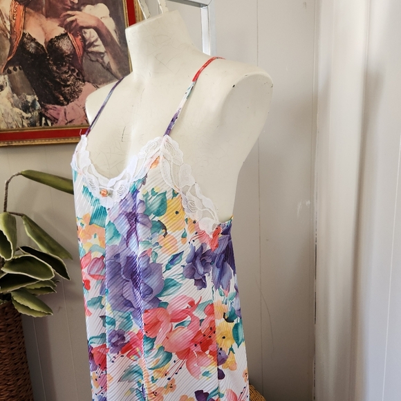 Vintage Floral Nightie Lingerie Sheer Slip Dress 90s 199ps Y2K Mini Fairycore - Picture 4 of 11